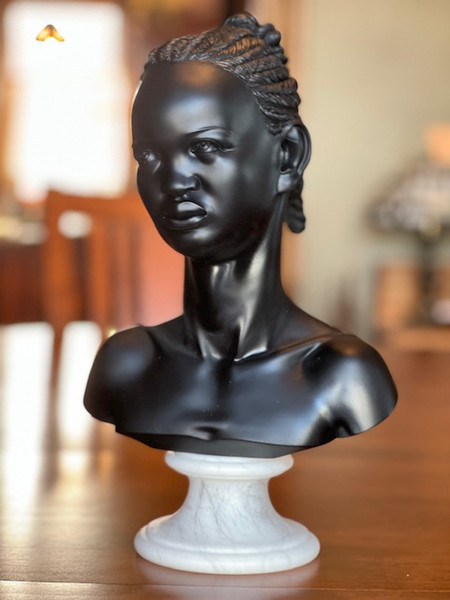 African Princess Bust Regal fine art Sculpture Portrait Statue Figurine